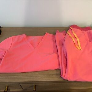 Figs Neon Pink Scrub Set